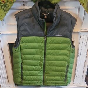 Eddie Bauer Green and Gray Quilted Puffer Vest